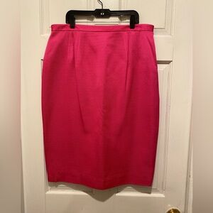 Worth Pink Pleated Pencil Skirt Knee-Length